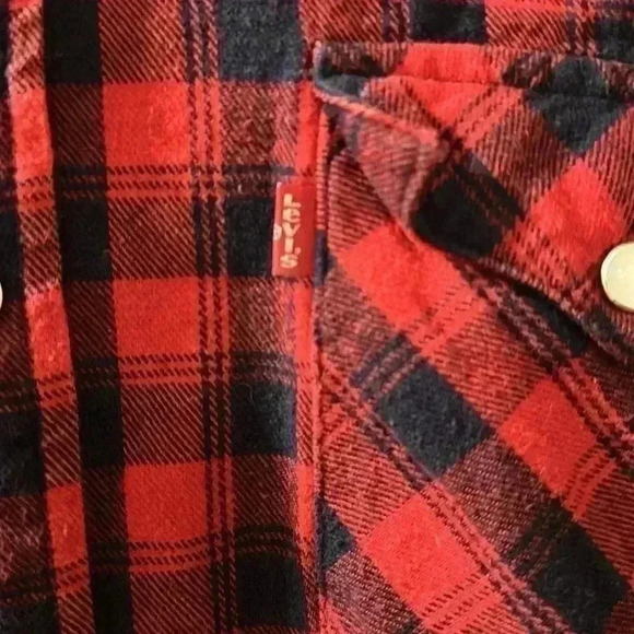 Levi red/black checkered cotton long sleeve - Picture 2 of 8